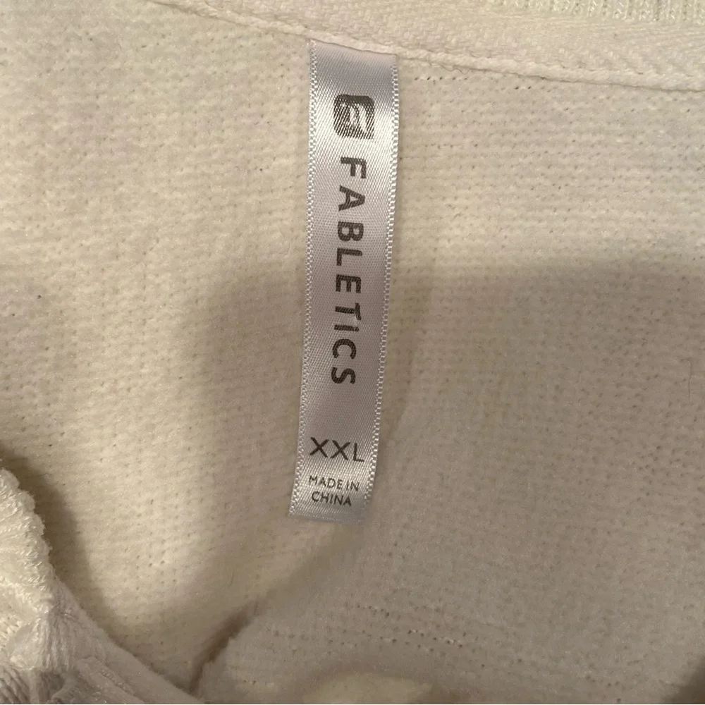 Fabletics Womens White Lounge Knit Bomber Jacket Shacket XXL Soft Athleisure‎